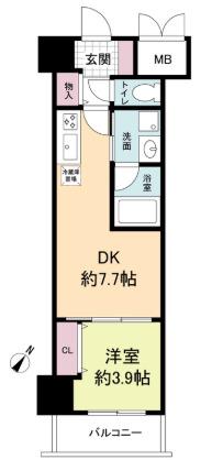 クロスレジデンス神戸元町(1DK/13階)の間取り写真