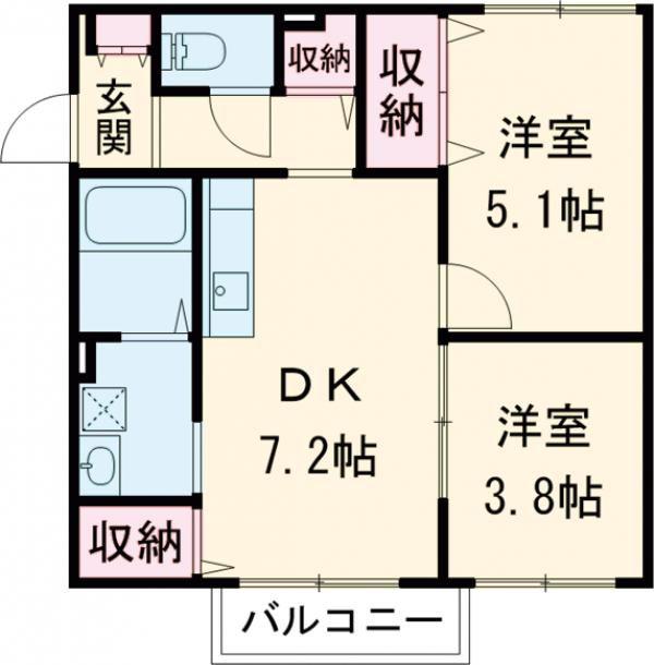 フィカーサ(2DK/1階)の間取り写真