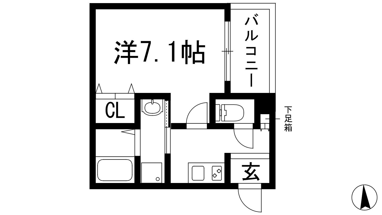 ココングランジュール川西小花(1K/2階)の間取り写真