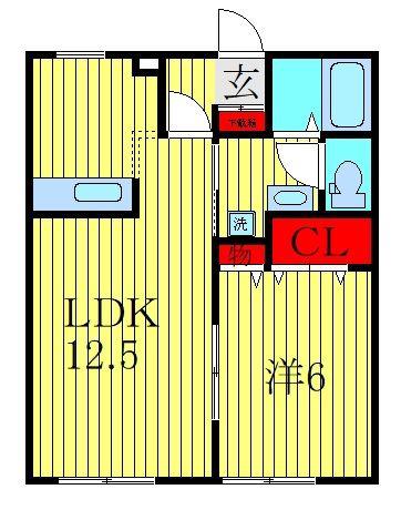 エブリンY(1LDK/1階)の間取り写真