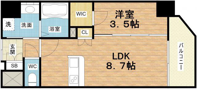 サムティ京橋CLEAR(1LDK/8階)の間取り写真