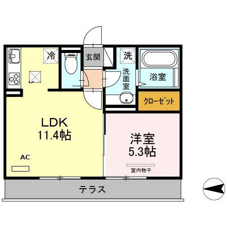 タウンコート春の町(1LDK/1階)の間取り写真