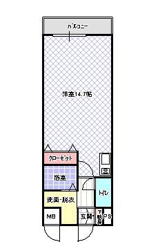 エスポワール香里園(ワンルーム/3階)の間取り写真