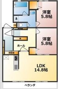 シャトー清城(3LDK/1階)の間取り写真