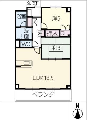 G.Aあおやま(2LDK/2階)の間取り写真