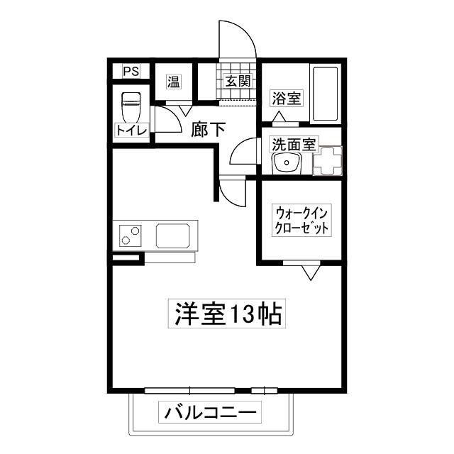 プランドール今在家 A棟(ワンルーム/2階)の間取り写真