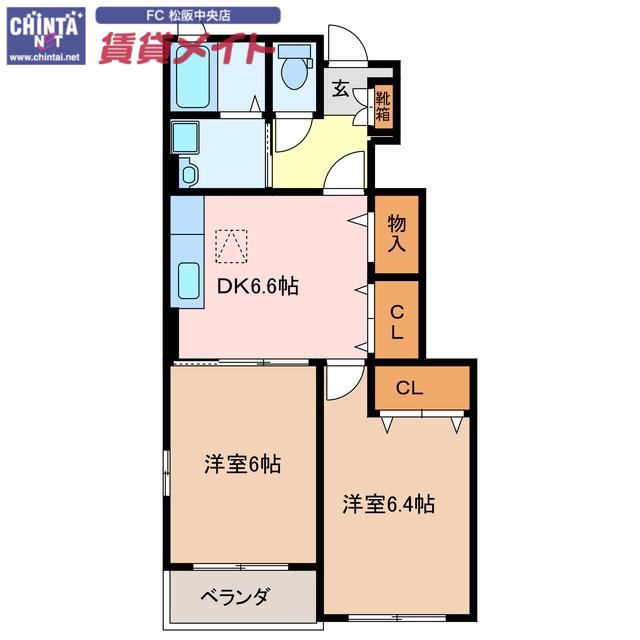 フォーシーズン K(2DK/1階)の間取り写真