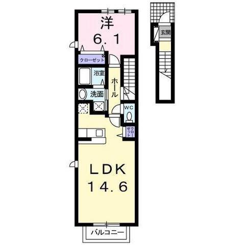 ボヌール・A(1LDK/2階)の間取り写真