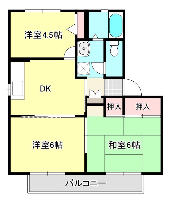 ルピナスC(3K/1階)の間取り写真