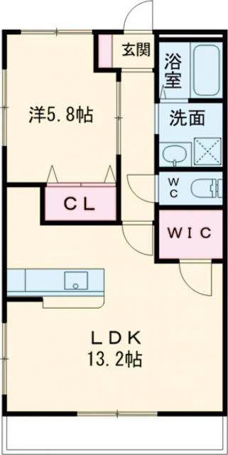 ブロードタウン神野C(1LDK/2階)の間取り写真