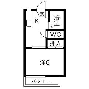 バードコーポ(1K/1階)の間取り写真
