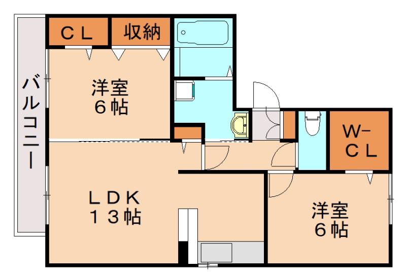 ベルホープ(2LDK/1階)の間取り写真