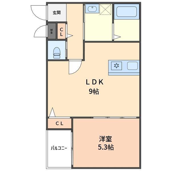 クレスト高安(1LDK/2階)の間取り写真