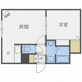 ラインズ円山(1LDK/3階)の間取り写真