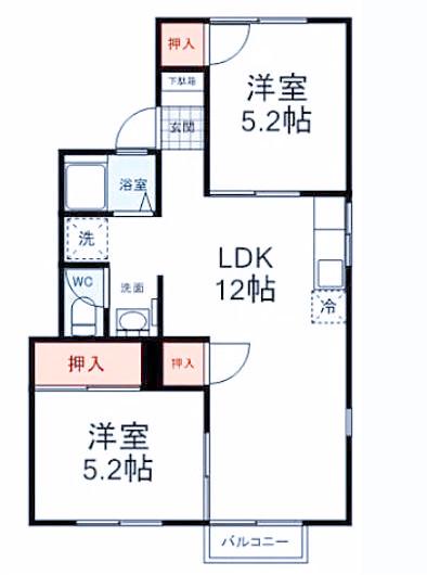 グリーンハイツ押切A(2LDK/2階)の間取り写真