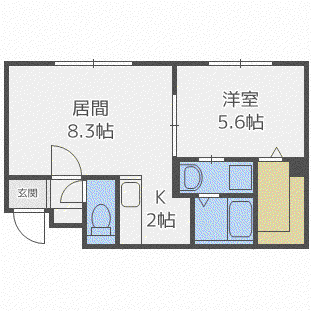WITHPET新道東駅前(1LDK/3階)の間取り写真