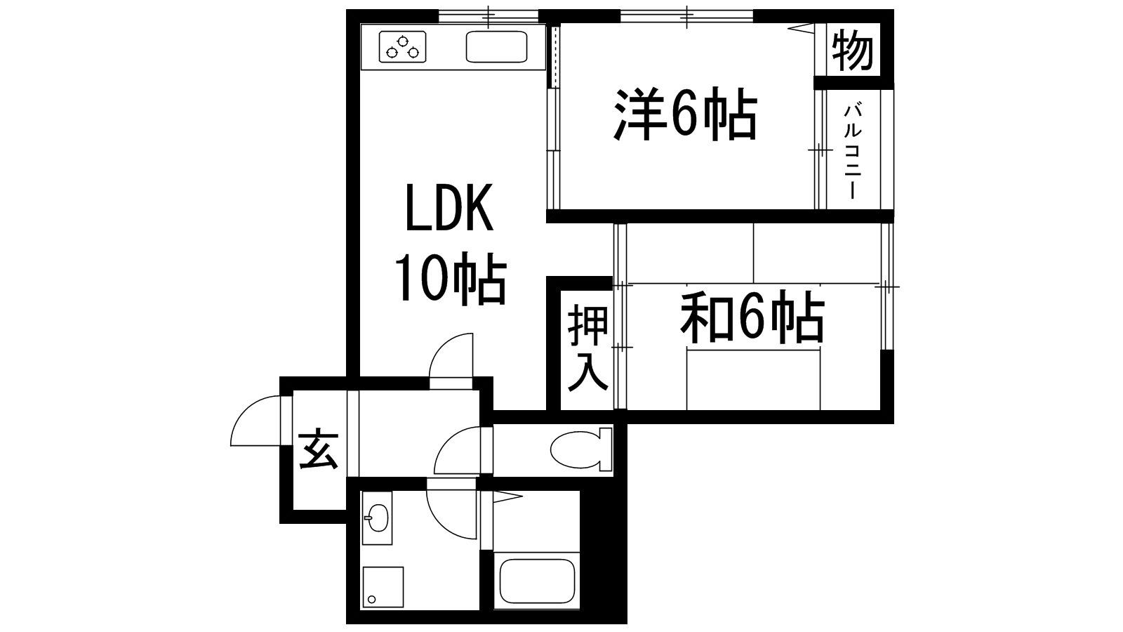 アーバンステージ生瀬(2LDK/2階)の間取り写真