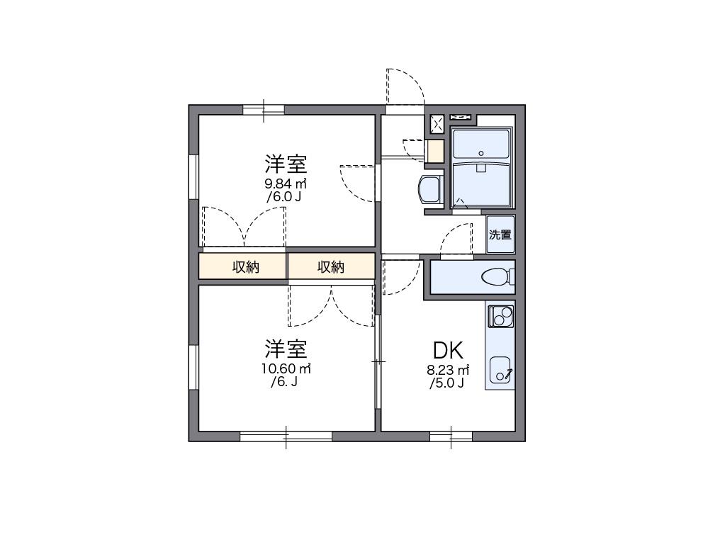 レオパレスOISO(2DK/1階)の間取り写真