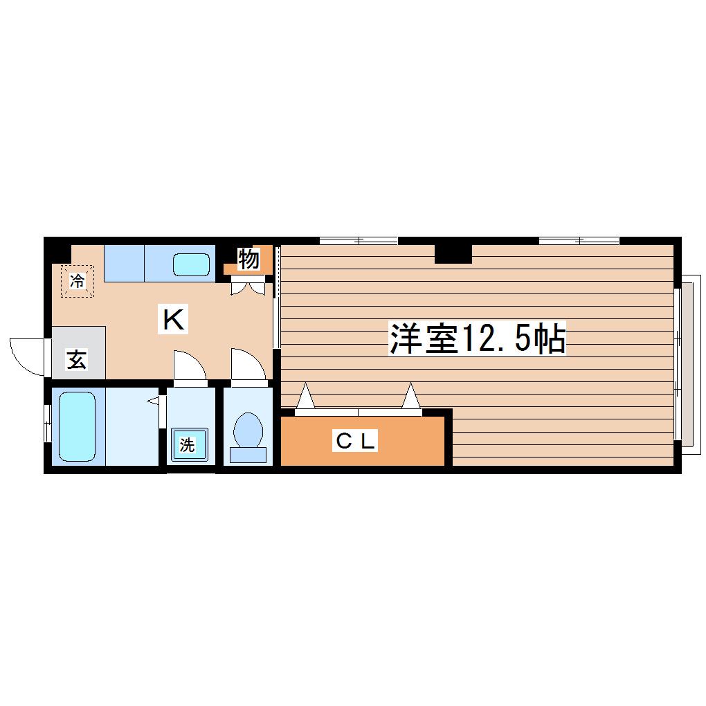 ハイアット広瀬町(1K/3階)の間取り写真