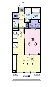シャルモン 深野ウエスト(1LDK/1階)の間取り写真