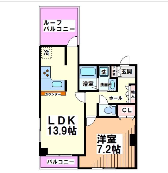 ポロ―ニア松原(1LDK/4階)の間取り写真