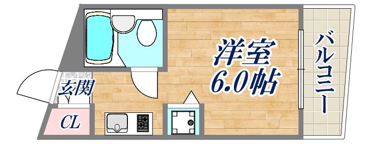 フローレンス夙川(ワンルーム/4階)の間取り写真