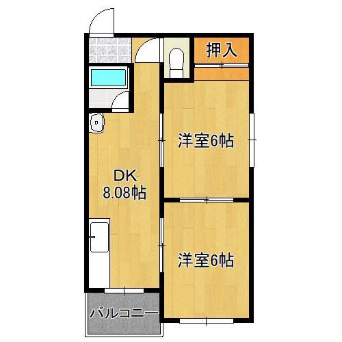 にしきマンション(2DK/1階)の間取り写真