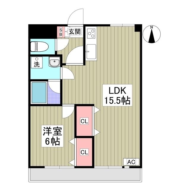 セントラルグリーンマンション(1LDK/4階)の間取り写真