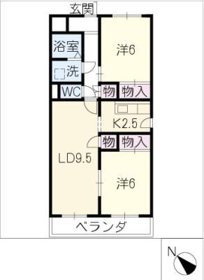 グリーンヒルJ&J(2LDK/1階)の間取り写真