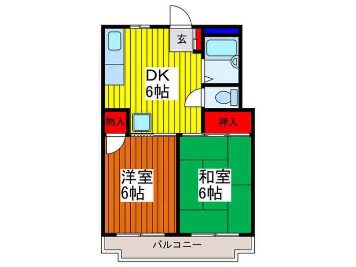 サンハイツ福田(2DK/1階)の間取り写真