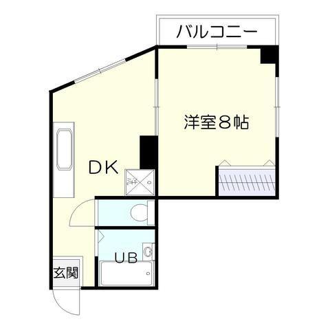 ゼブラビル(1DK/4階)の間取り写真