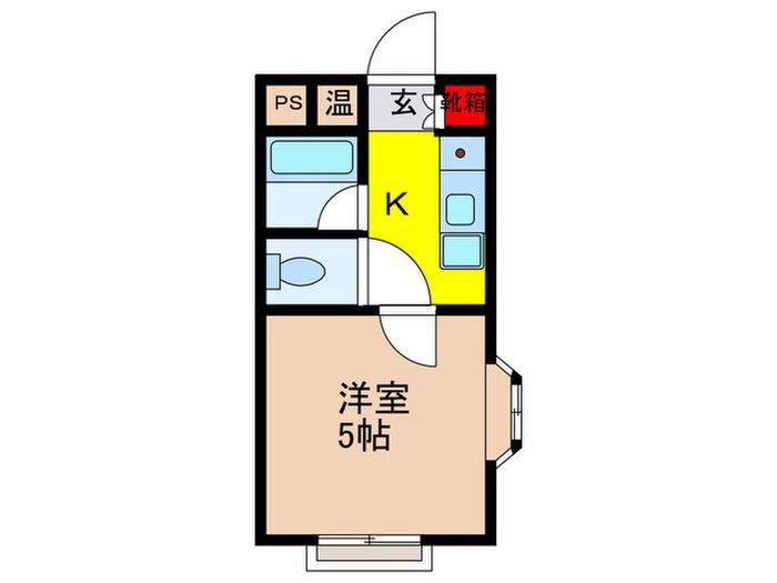 ヴィラ清水町(1K/1階)の間取り写真