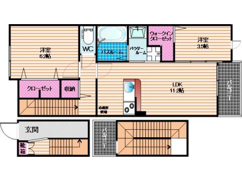 カンポドーロ(2LDK/3階)の間取り写真