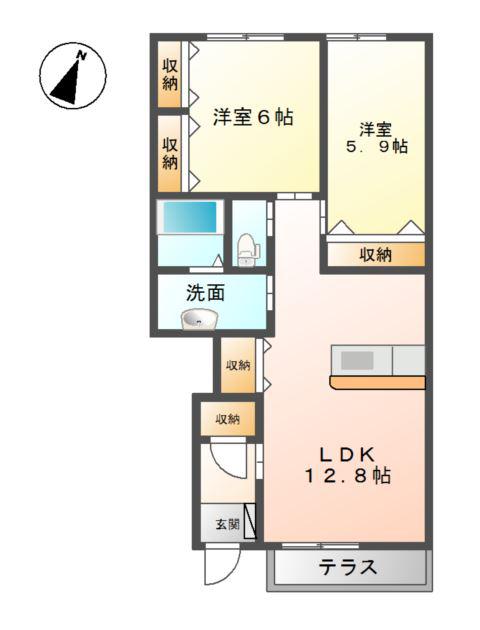 マインヒルズ伍番館(2LDK/1階)の間取り写真