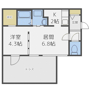 ルガーノ南10条(1LDK/1階)の間取り写真