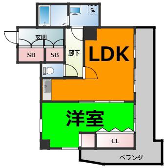 リバーサイド京命(1LDK/3階)の間取り写真