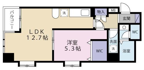 ローレルコート田町(1LDK/9階)の間取り写真