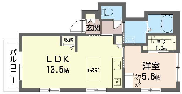 エスペランサ中町(1LDK/1階)の間取り写真