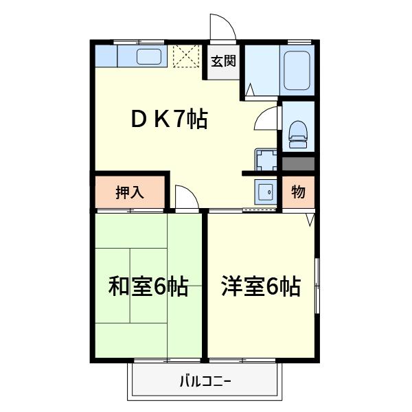 サニーハイツ(2DK/2階)の間取り写真