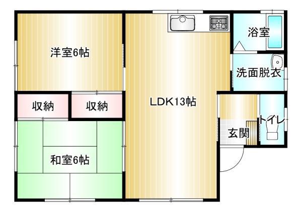 長尾ニュービレッジ(2LDK/1階)の間取り写真