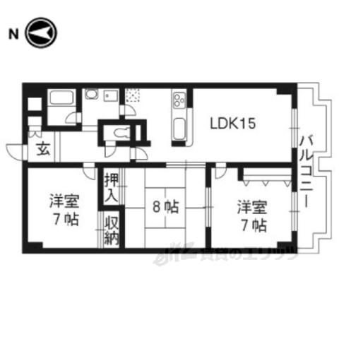 第2ゲートリバーハイツ(3LDK/4階)の間取り写真