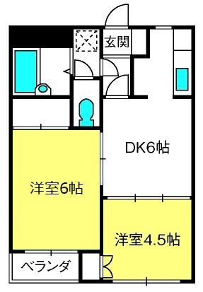 ヴィラージュ元町(2LDK/2階)の間取り写真