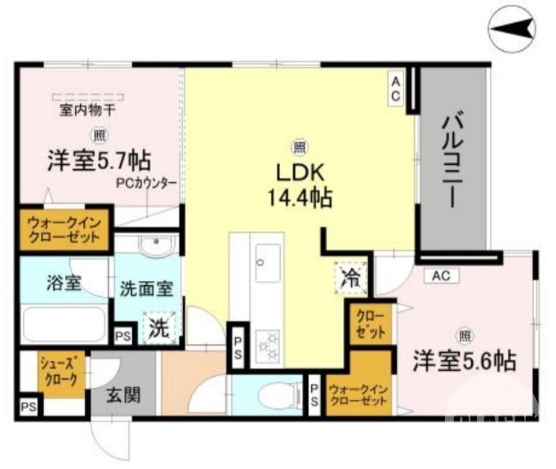 フォレストガーデン北花田(2LDK/3階)の間取り写真