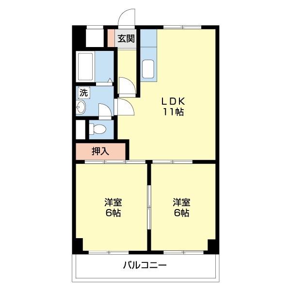 第2ルネみなと(2LDK/1階)の間取り写真