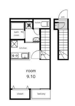 CASA DI COMODO(ワンルーム/2階)の間取り写真