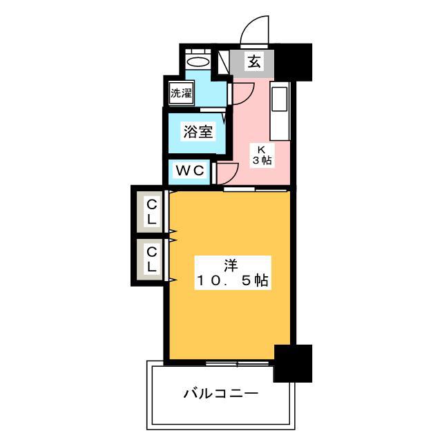 ロイヤル博多駅前(1K/3階)の間取り写真