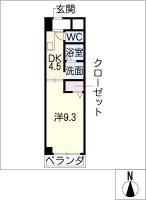 オアゾ名西(1DK/4階)の間取り写真