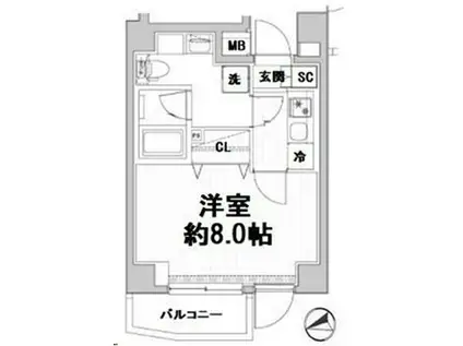 マスターマインド十番(1K/3階)の間取り写真