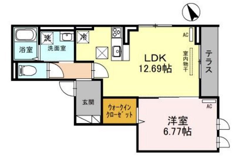 RAINBOW(1LDK/1階)の間取り写真