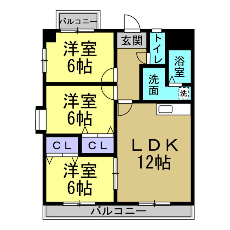 カサフェリスIII(3LDK/3階)の間取り写真